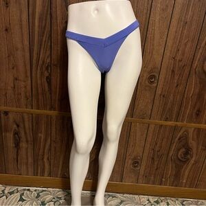 Frankies Bikinis Women's Blue Ribbed Cheeky Bikini Bottom Sz M NEW WITH TAG